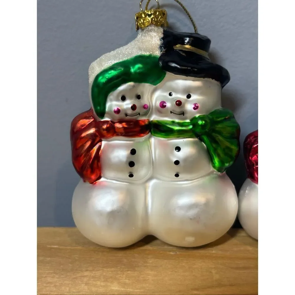 Vintage blown glass Christmas tree ornaments snowman and Nutcracker soldier bund